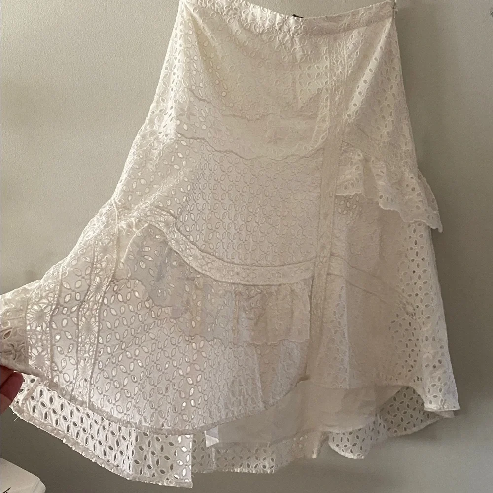 NWT Joie Eyelet High-Low Skirt size 8 porcelain